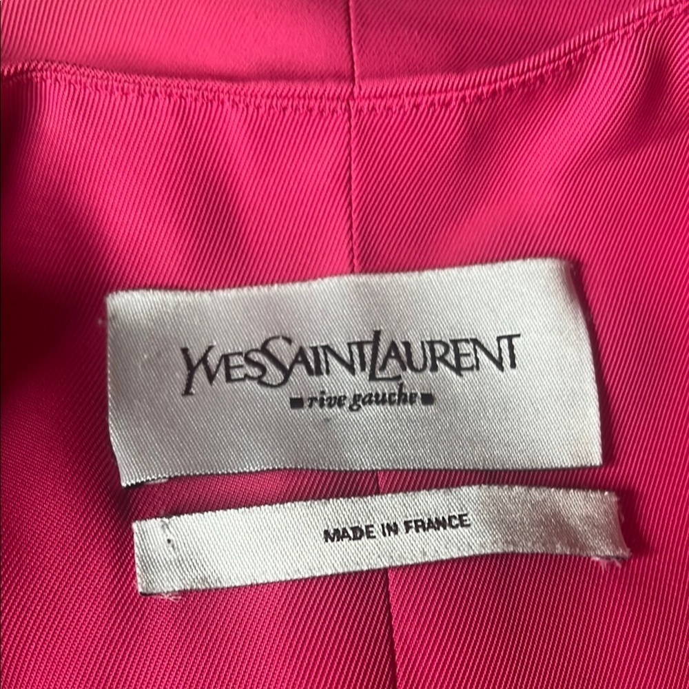 Yves Saint Laurent YSL Sz 38 Pink Vintage Three Piece Skirt Jacket Belt Suit - Picture 3 of 16